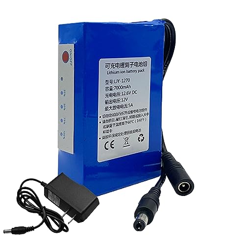 SSCYHT DC 12 Volts Lithium-ion Battery Pack Portable Rechargeable Polymer Lithium Battery with Charger and Power Display for 12V Power Supply Equipment,12v7000mah