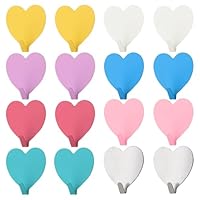 16 Pieces Heart-Shaped Hooks, Colorful Love Hooks, Metal Hooks, Self-Adhesive Hooks, Cute Coat Hooks, Decorative Hooks, Home Accessories