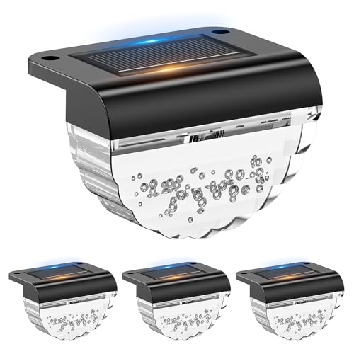 Auting Solarlampen für Außen, 4 Stück Solar Decklichter für die Garten dekoration,Wasserdichte Solar Zaunlichter Warmweiß für Außentreppen,...