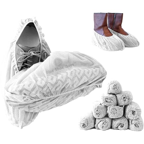 Image of Premium Disposable Boot & Shoe Covers Booties | 50 Pack | Durable, Non-Slip, Non-Toxic, Water Resistant, Recyclable Protectors for Indoor & Outdoor | Large Size Fits Most Shoes