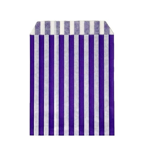 The Paper Bag Company 100 Purple Candy Stripe Sweet/Gift Paper Bags - 5 x 7 100-Piece