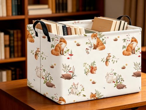 Image of CLOCOR Rectangular Storage Basket,Collapsible Storage Bin,Waterproof Books Box(Fox)