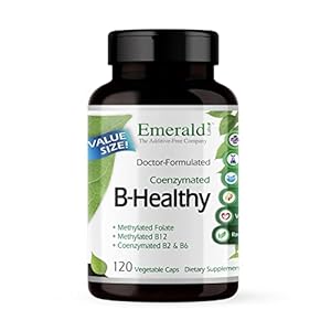 Emerald Labs B-Healthy – With L-5 Methyltetrahydrofolate (5-MTHF) Coenzymated Folic Acid as Folate for Energy, Stress, Cognitive and Immune Support – 120 Vegetable Capsules