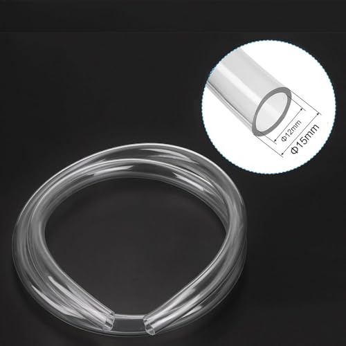 Yesallwas PVC Transparenter Schläuche, 12 mm Innendurchm x 15 mm Außendurchm, 2 Meter / 6,5Ft flexibler Plastikschläuche für Reparaturen, Wasser, Öl, Aquarium