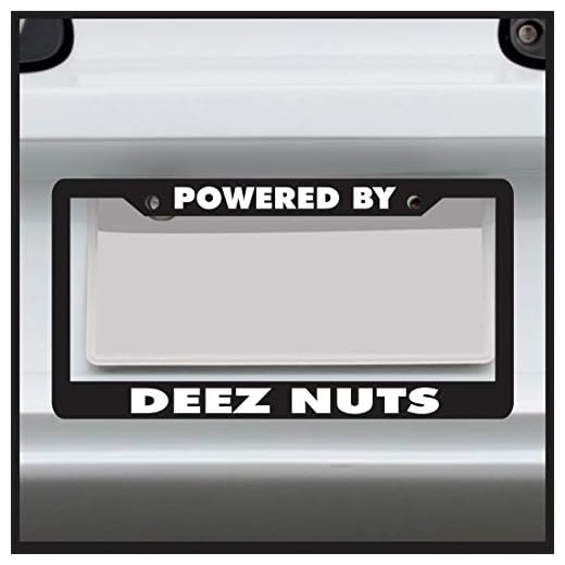 Sticker Connection | Powered by Deez Nuts | Universal Funny License Plate Frame for Car, Truck, Van, Sticker Vinyl Decal Fits Standard USA License Plates