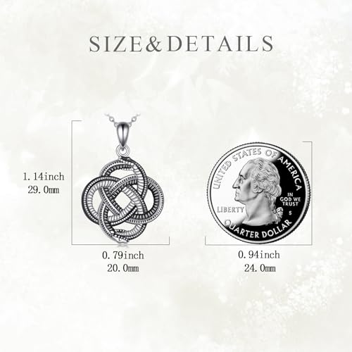 Collier viking homme pendentif nœud celtique et double serpent gothique en argent