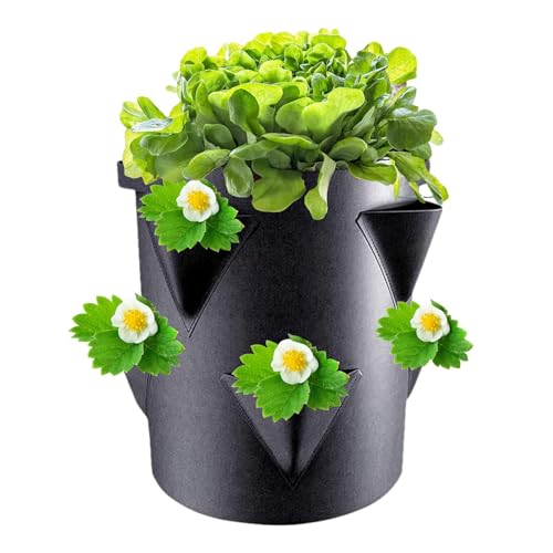 Generisch Macetas de Torre de Fresa - plantador de Fresa al Aire Libre, macetas de jardín de Fresa con 6 Bolsillos Laterales, Transpirable 7 galones portátil para el Patio balcón al Aire Libre