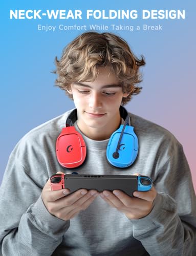 undefined ゲーミングヘッドセット switch ヘッドセット 【2.4G USB/Type-cアダプター/Bluetooth 5.3/有線】 4WAY接続 <20ms超低遅延ゲームヘッドセット アクティブノイズキャンセリング / 50MMドライバー立体音響 / RGB ライト/最大約70時間バッテリー / 急速充電/マイク付き pc ps5 ps4 xboxone switch対応 (レッドブルー) の商品画像 7