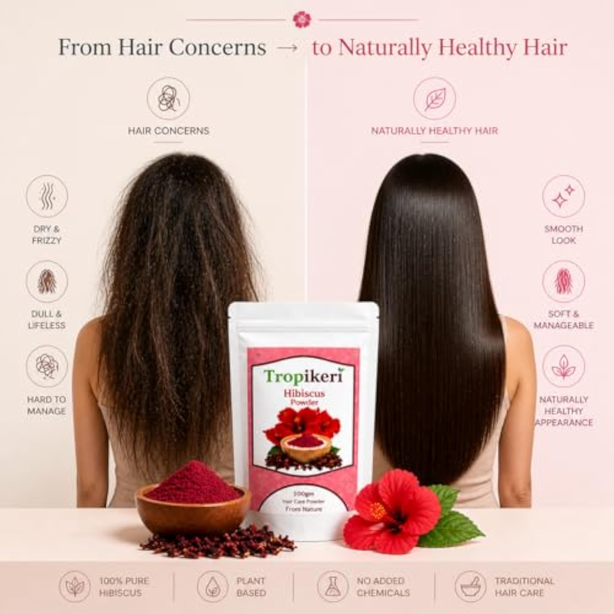 Hibiscus Powder for Hair, 100g Natural Care