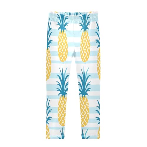 Bolaz Toddler Girls Leggings Printed Yoga Pants Leggings Blue Leaves Pineapple for Kids