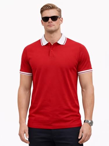 Image of Veirdo Pure Cotton Half Sleeves Regular Fit Plain Solid Classic Polo Colored Collar T-Shirt for Men (Colors: Olive, Black & White)