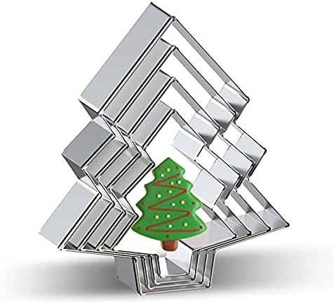 Christmas Tree Cookie Cutter Set of 4 - Bulk, Large, Medium, Small Sizes Xmas Tree Cookie Cutters Biscuit Molds for DIY Chirstmas Day Holiday Party Decorations - Stainless Steel Azflyife