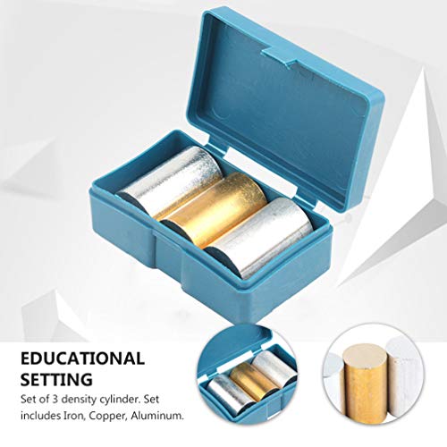 VILLCASE Conjunto de Cilindro de Metal de 3 PeÃ§as Ferro de Cobre para ExperimentaÃ§Ã£o de Densidade