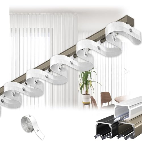 ROFBIHG カーテンレール 天井付け 壁掛け式 間仕切りアルミニウム カーテンロッド 頑丈なS字型カーテンロッドセット静音 プライバシー 取り付け簡単 黒、白、シャンパン色 リビングルーム、バスルーム、寝室用(シャンパン,4.4m(14.4ft))