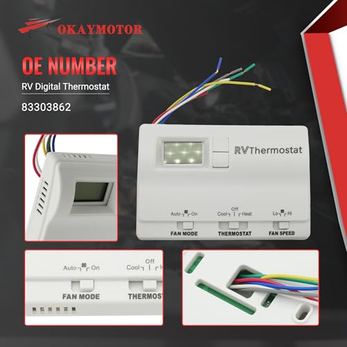 Image of OKAY MOTOR RV Digital Thermostat for Coleman 83303362 Air Conditioner Heat /Cool T-Stat Wall 8330-336 337 338 339 368 386 - White