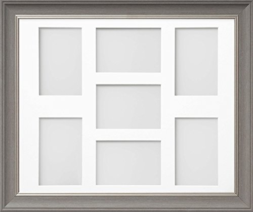Frame Company Drummond Gunmetal Grey Multi-Aperture Photo Frame with Mount 20x16 for 6x4 (x7) *Fitted with Glass*