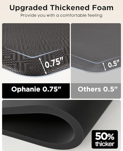 Image of Ophanie Kitchen Mats for Floor,3 /4 inch Thick,24x70 Anti Fatigue Cushioned Mat,Kitchen Rugs,Waterproof,Comfort Ergonomic Standing Mat for Office,Home,Sink with 99+ Pairs of Anti-Slip Bottom Ridges