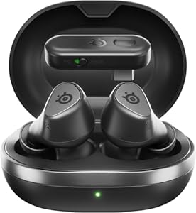 SteelSeries Arctis GameBuds™ para Xbox – Auriculares inalámbricos para Juegos – 2,4 GHz + BT5.3 – Modo ANC/Transparencia – Resistencia al Agua IP55-40 Horas de autonomía – Carga inalámbrica – Xbox,