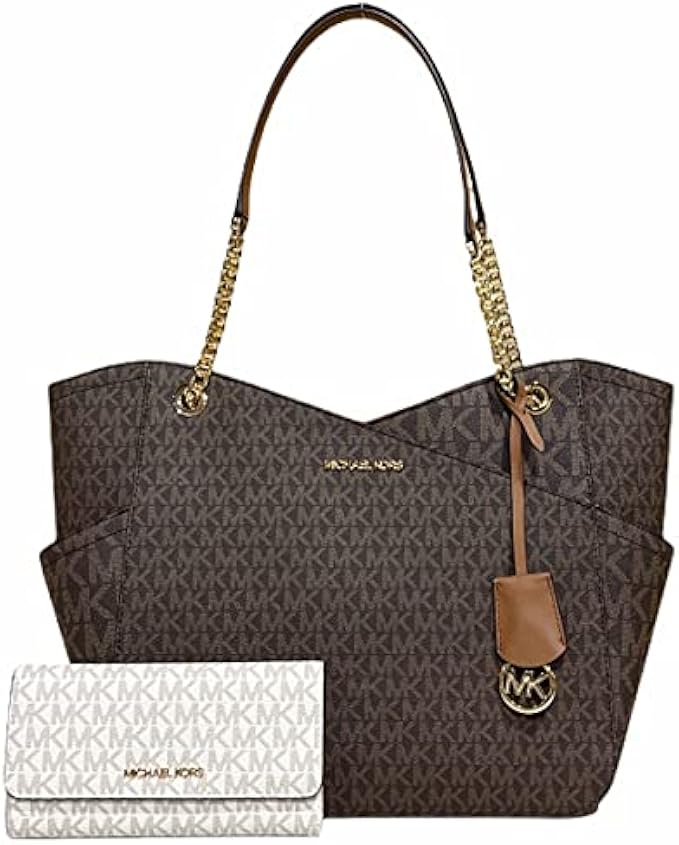 MICHAEL Michael Kors Jet Set Travel Large Chain Shoulder Tote bundled with Michael Kors Jet Set Travel Trifold Wallet
