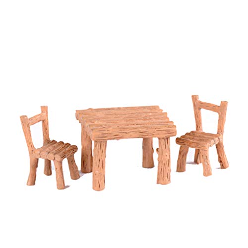 Meisijia 3PCS Tisch Stuhl Harz-Fertigkeit Micro Landschaft Ornament Feegarten Miniatur Terrarium Figurine Dekoration