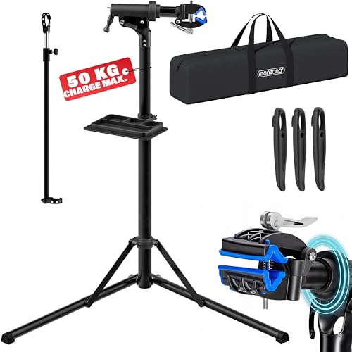 MONZANAŽ Pied d'atelier vélo Pliable 30/50kg réglable Hauteur Sac de Transport raccord Rapide...