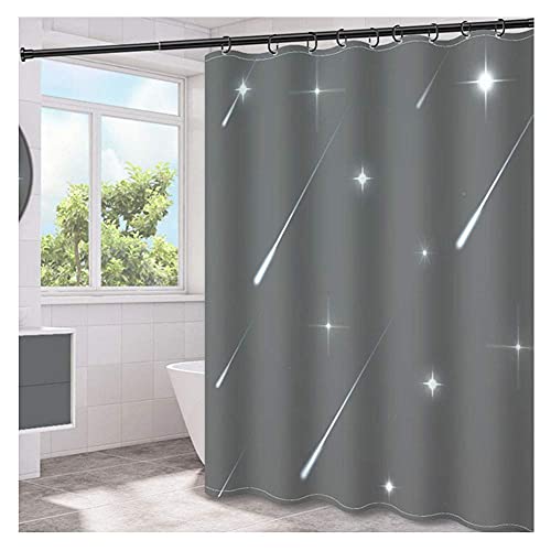 Rideau de bain long imperméable gris et lavable en polyester épais - 2