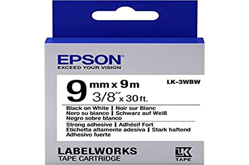 Ruban d'étiquettes Epson LabelWorks LK 3WBW Noir sur Blanc Original