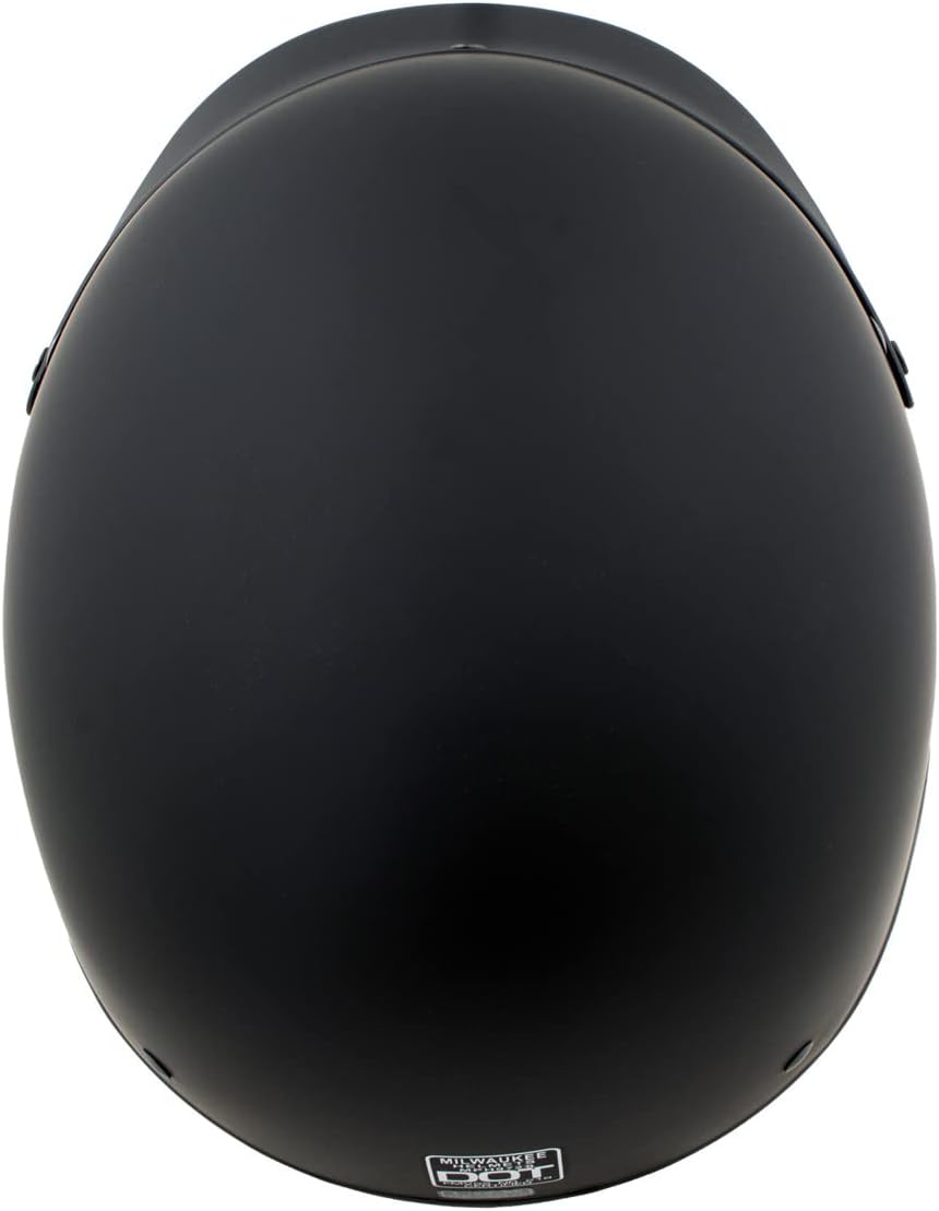 Milwaukee Helmets MPH9718DOT Dot Approved Matte Black 'Momentum' Half Face Motorcycle Helmet for Men and Women Biker w/Drop Down Tinted Visor - Small