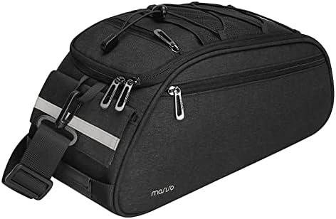 MOSISO Bike Rack Bag, Waterproof Bicycle Trunk Pannier Rear Seat Pouch Cycling Bike Carrier Backseat Storage Luggage Saddle Shoulder Bag, Black