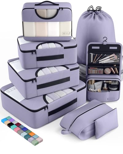 Veken 8 Set Packing Cubes for Travel Essentials, Suitcase Organizer