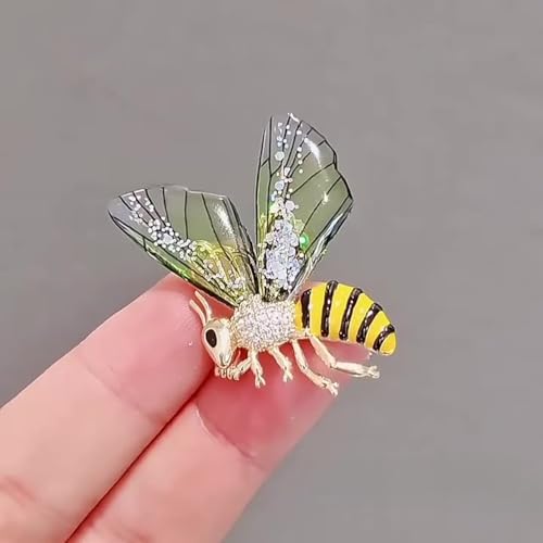 Image of Bee Pin and Brooch - Women's Retro Honeycomb Fashion Rhinestone Sunflower Brooch - Cute Cartoon Personality Enamel Oil Drop Color Insect Pin