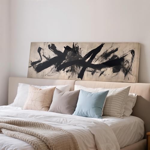 Peinture à l'encre noire art mural grand format pour décoration murale
