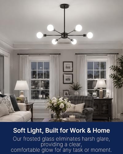 Image of FLSNT G25 LED Globe Bulb, 100W Equivalent 11W 1100 Lumen, 5000K Daylight, White Coated Glass for Soft Even Light, Dimmable E26 Base, for Garage Workshop & Bathroom Vanity, UL and FCC Listed (6 Pack)