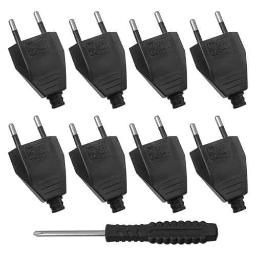 BuxiuGK 8 Piezas 2 Pines Clavija Plana de alimentación 250V 2,5A,Euro Enchufecon un destornillador...