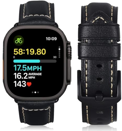 Image of HUAFIY Compatible for Apple Watch Bands 42mm 44mm45mm46mm 49mm 38mm 40mm41mm, Genuine Leather Band Strap for iWatch Series 11 /10 /9 /8,7,6,5,4,3,2,1, Ultra3 2 1