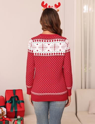 Totatuit Family Matching Christmas Sweater Round Neck Reindeer Snowflakes Ugly Knitted Sweater Pullover for Men Women - Image 4