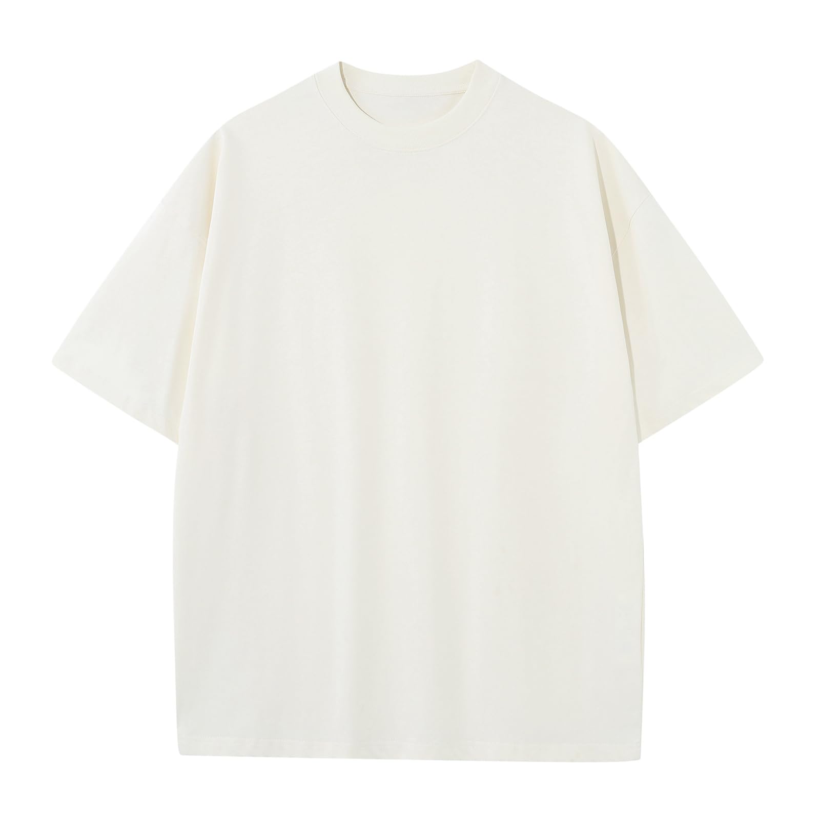 HOUZONIY Herren Oversize Basic T-Shirt, Einfarbig T Shirt Für Herren, Weich & Bequem Sommer Männer Kurzarm Rundhals Set