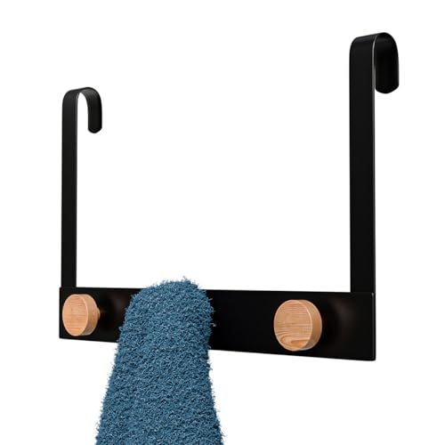 Amig – Crochet pour radiateur de Salle de Bain – Porte-Serviettes Noir avec Crochets en Bambou...