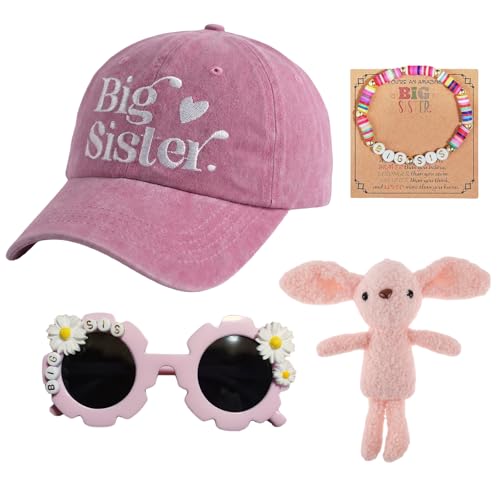 Image of Big Sister Gifts Set for Girls- Bracelet, Hat, Sunglasses, Ornament for Toddler Girls, New Best Sibling Gift, Promoted to Sis