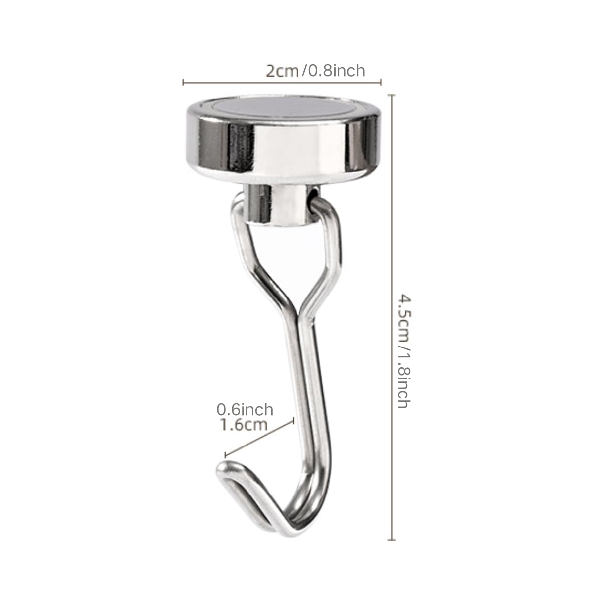 Copfeu Strong Magnetic Hooks for Hanging. Up to 8.8 lbs. Set of 2Pack Silvery Black White Magnet Hooks Heavy Duty Magnets Rotating Swivel Style Magnet Hook for Refrigerator, Locker etc (Black)