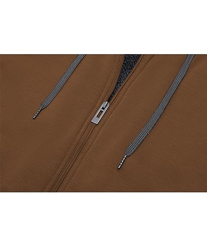 Image of GEEK LIGHTING Men's Fleece-Lined Zip Up Hoodie, Thick Hooded Jacket Winter Warm Athletic Sweatshirt