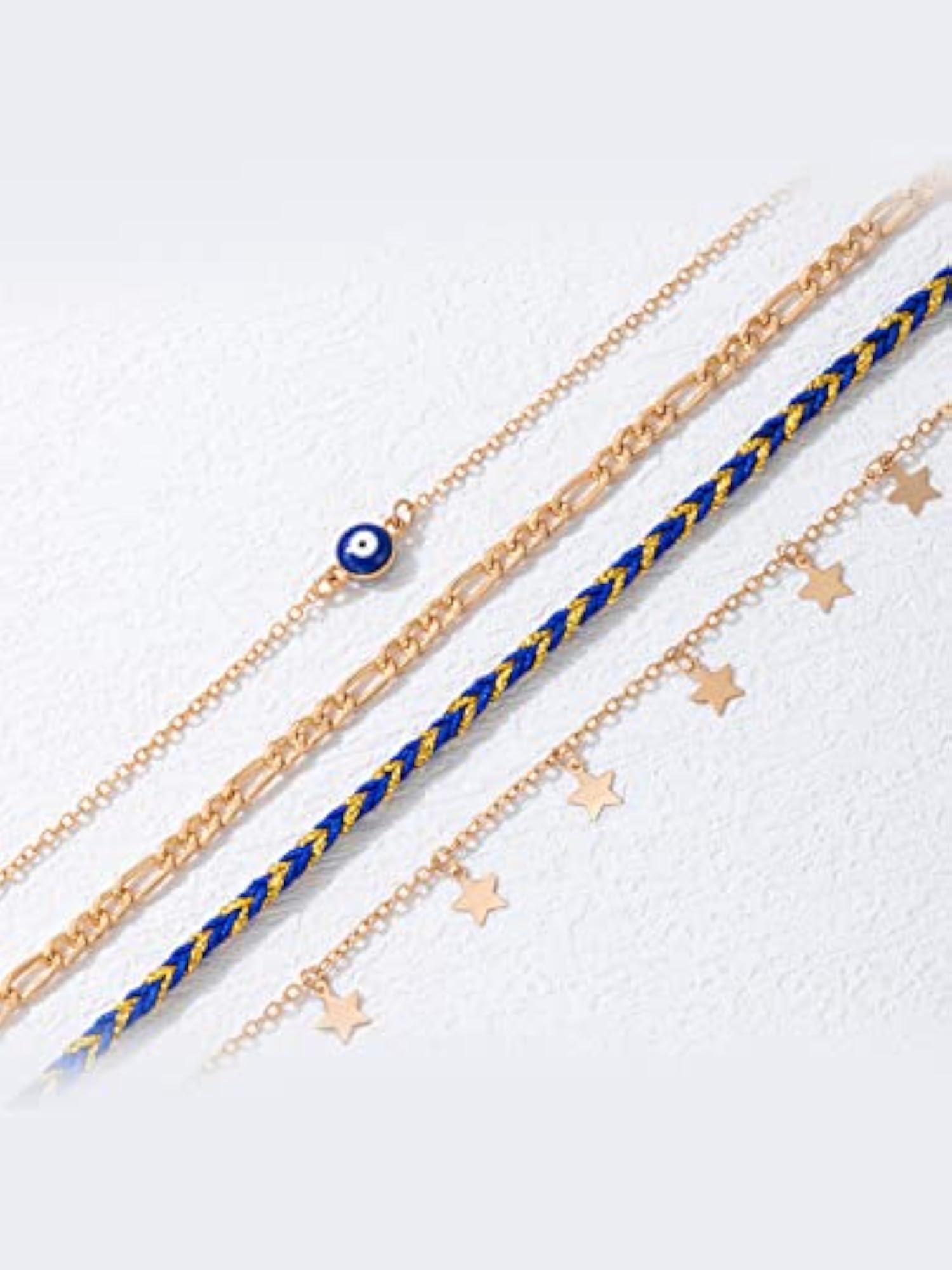 Modern Toned Star Charm Combo Anklet for Women