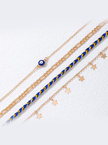 Modern Toned Star Charm Combo Anklet for Women