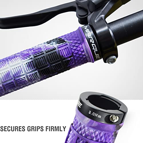 Marque Grapple Mountain Bike Handlebar Grips – Single Lock-On Ring MTB and BMX Bicycle Handle Bar with Non-Slip Grip (Purple Storm)