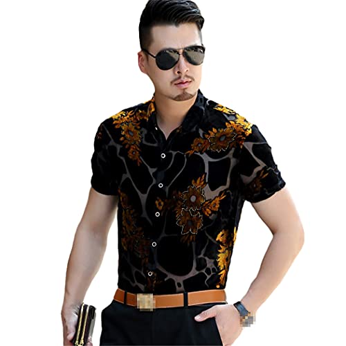 Chemise transparente homme jaune XL en dentelle respirante