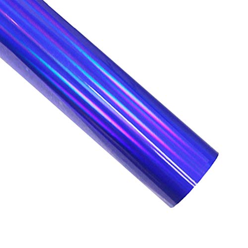 VVEEWUU Holographic Heat Transfer Vinyl Roll 12 Inches x 5 Feet Iron on Vinyl HTV for DIY T-Shirts or Fabrics (Holographic Blue)