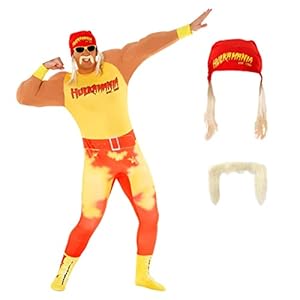 MORPH Costumes Oficial WWE – Disfraz Hulk Hogan Adulto Musculado, Disfraz Wrestler Adulto, Disfraz Carnaval Hombre, Disfraz para Despedida Soltero Hombre Adulto Tallas L, XL