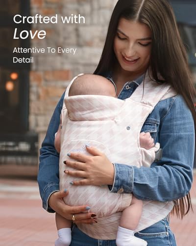 Image of GROWNSY Newborn Carrier, Ergonomic, Cozy Baby Carrier, Tweed Pink