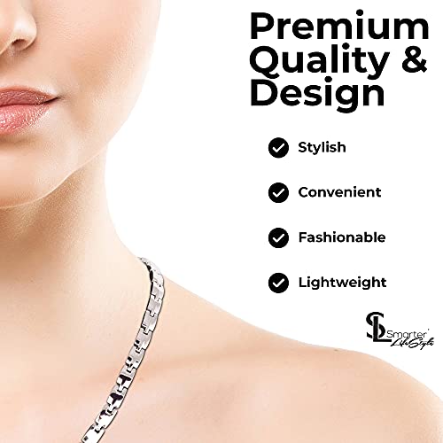 Smarter Lifestyle Sparkling Women's Titanium Magnetic Therapy Bracelet And Necklace Bundle (Silver) #TOP2