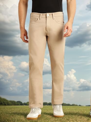 Image of Thomas Scott Men's Cricket Club Collection Straight Fit Stretchable Jeans | Mid-Rise Light Shade Denim | Clean Look | 5 Pocket Design